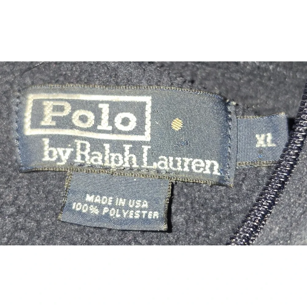 Vtg Polo Ralph Lauren Jacket‎ XL 1/4 Zip Fleece Black Made In USA 90s